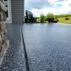 Close up of Night Sky patio flooring by Galaxy Concrete Coating.