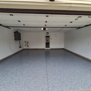Garage floor with Comet flake color.